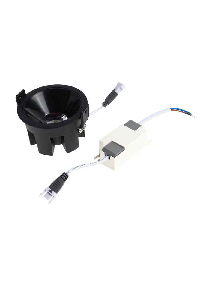 Светильник светодиодный встраиваемый, 12Вт, 4000К, с драйвером, D65, черный - Фото 1