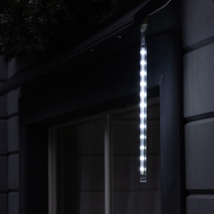 УЦЕНКА Гирлянда «Сосулька», тающая, 0.3 м, IP44, 18 LED, 220 В, переливы, прозрачная нить, свечение белое - Фото 1