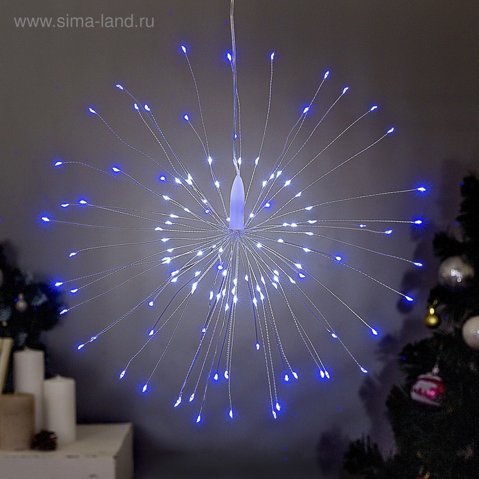 УЦЕНКА Светодиодная фигура «Салют», 20 см, роса, батарейки ААх4 (не в комплекте), 8 режимов, свечение синее и белое - Фото 1