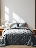 Покрывало «Этель» 220×240±5 см, велюр, серо-голубое - Фото 2