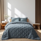 Покрывало «Этель» 260×240±5 см, велюр, серо-голубое - Фото 1