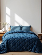 Покрывало «Этель» 220×240±5 см, велюр, синее - Фото 2