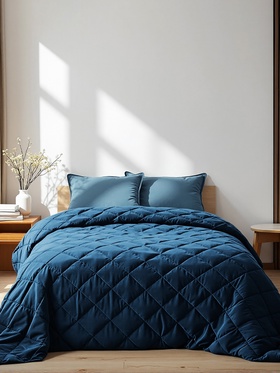 Покрывало «Этель» 260×240±5 см, велюр, синее