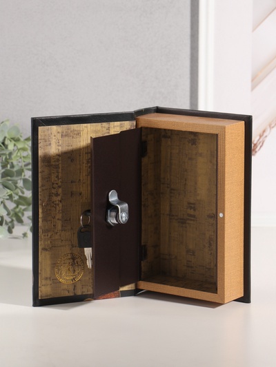 Сейф-книга дерево кожзам "Деньги России" тиснение 21х13х5 см