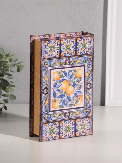 Шкатулка книга - сейф «Солнечные лимоны» дерево, искусственная кожа, 21×13×5 см