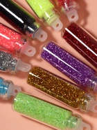 Блёстки для ногтей набор 10 б/бут мелк разноцвет пакет QF - фото 33359833