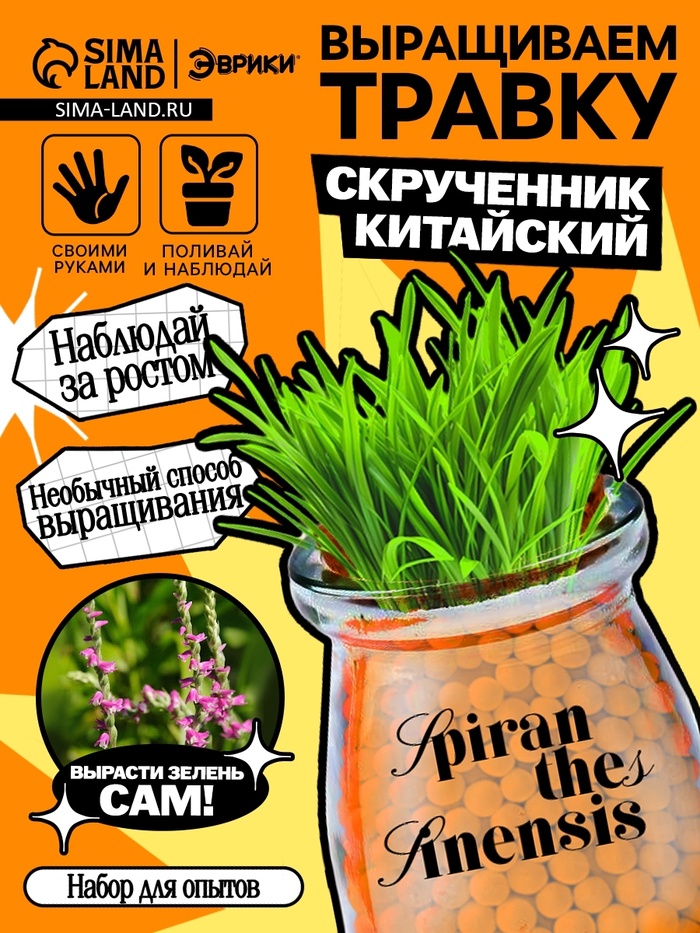 Набор для опытов «Выращиваем травку», своими руками, оранжевый - Фото 1