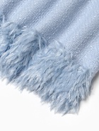 Платье нарядное для девочки MINAKU: PartyDress, с перьями, голубое, рост 110-116 см - Фото 15