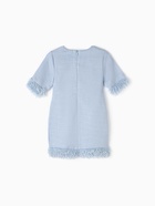 Платье нарядное для девочки MINAKU: PartyDress, с перьями, голубое, рост 110-116 см - Фото 17