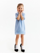 Платье нарядное для девочки MINAKU: PartyDress, с перьями, голубое, рост 110-116 см - Фото 10