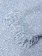 Платье нарядное для девочки MINAKU: PartyDress, с перьями, голубое, рост 146-152 см - Фото 11