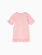 Платье нарядное для девочки MINAKU: PartyDress с перьями, розовое, рост 104-110 см - Фото 14