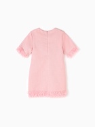 Платье нарядное для девочки MINAKU: PartyDress с перьями, розовое, рост 128 см - Фото 21