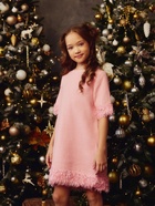 Платье нарядное для девочки MINAKU: PartyDress с перьями, розовое, рост 128-134 см - Фото 3