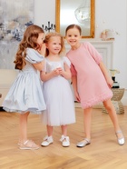 Платье нарядное для девочки MINAKU: PartyDress с перьями, розовое, рост 134 см - Фото 15