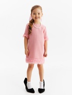 Платье нарядное для девочки MINAKU: PartyDress с перьями, розовое, рост 140 см - Фото 6