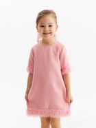 Платье нарядное для девочки MINAKU: PartyDress с перьями, розовое, рост 146 см - Фото 4