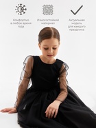 Платье нарядное для девочки MINAKU: PartyDress с рукавами, чёрное, рост 110 см - Фото 2