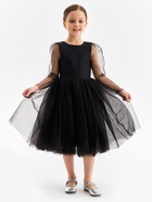 Платье нарядное для девочки MINAKU: PartyDress с рукавами, чёрное, рост 104-110 см - Фото 7