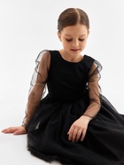 Платье нарядное для девочки MINAKU: PartyDress с рукавами, чёрное, рост 110-116 см - Фото 8
