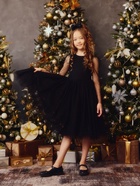 Платье нарядное для девочки MINAKU: PartyDress с рукавами, чёрное, рост 122-128 см - Фото 4