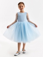 Платье нарядное для девочки MINAKU: PartyDress, голубое, рост 104-110 см - Фото 4