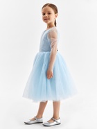 Платье нарядное для девочки MINAKU: PartyDress, голубое, рост 104-110 см - Фото 8
