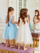 Платье нарядное для девочки MINAKU: PartyDress, голубое, рост 110-116 см - Фото 9