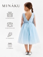 Платье нарядное для девочки MINAKU: PartyDress с рукавами, голубое, рост 122 см - Фото 10