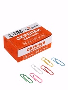 Скрепки 28 мм цветные в картонной коробке 100 штук - Фото 2