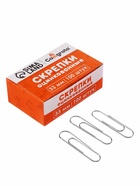 Скрепки 33 мм оцинкованные в картонной коробке 100 штук, загнутые - Фото 1