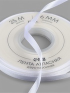 Лента атласная TEIRA, двухсторонняя, 6 мм, 25±1 м, белая №0029 - Фото 3