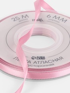 Лента атласная TEIRA, двухсторонняя, 6 мм, 25±1 м, розовая №158 - Фото 3