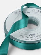 Лента атласная TEIRA, двухсторонняя, 15 мм, 25±1 м, зелёная №0589 - Фото 3