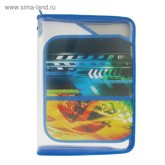 Папка для труда А4 молния вокруг откидная планка, пластик "Красное авто" - Фото 1