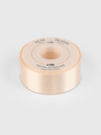 Лента атласная TEIRA, двухсторонняя, 38 мм, 25±1 м, светло-бежевая №112