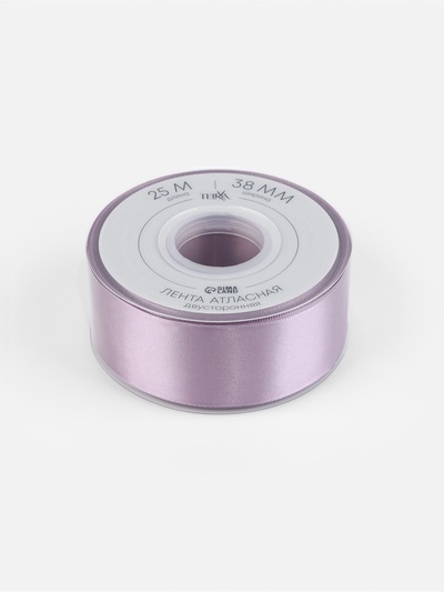 Лента атласная TEIRA, двухсторонняя, 38 мм, 25±1 м, сиреневая №0434