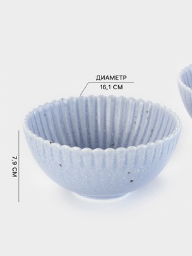 Салатники Доляна «Коралл», d=16.1 см, набор 2 шт., фарфор, голубые