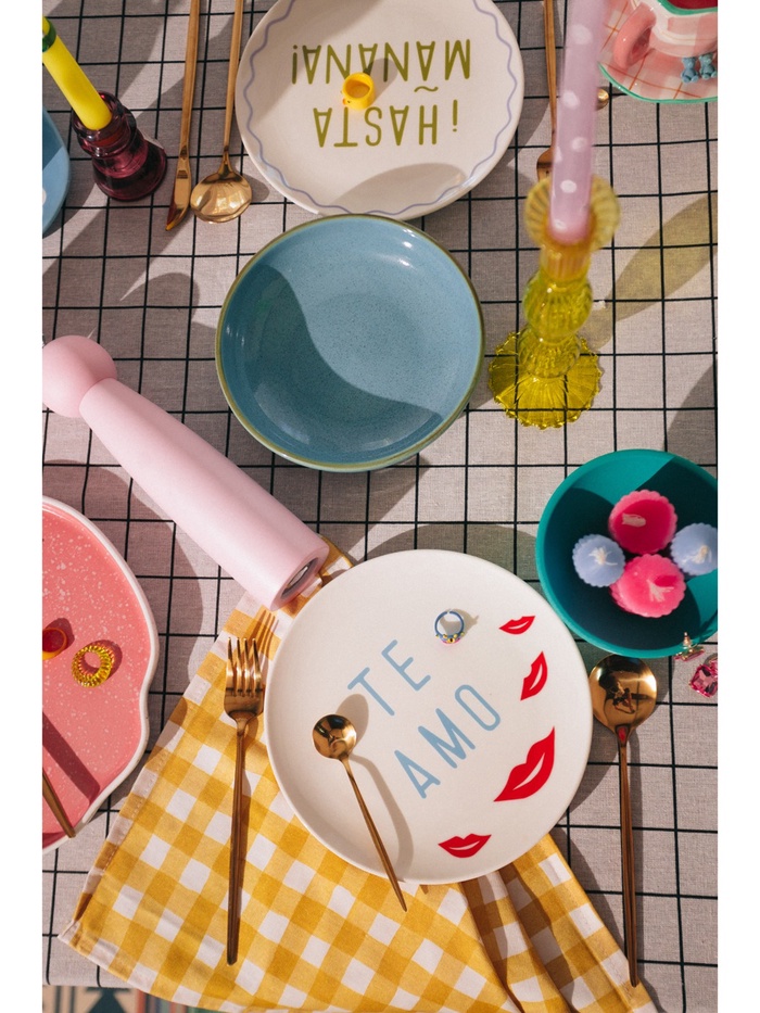 Тарелки SL Home «Уроки испанского: Amor - Te amo», d=22 см, набор 2 шт., фарфор, белые, розовые - фото 114592279