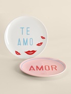 Тарелки SL Home «Уроки испанского: Amor - Te amo», d=22 см, набор 2 шт., фарфор, белые, розовые - Фото 3