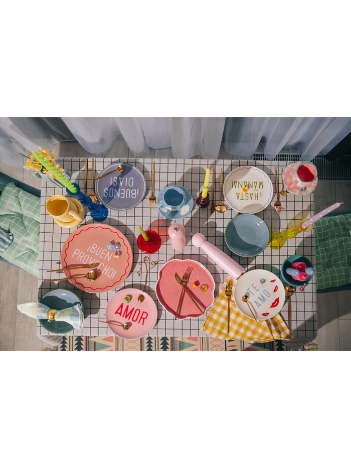 Тарелки SL Home «Уроки испанского: ¡Hasta mañana - Buenos dias», d=22 см, набор 2 шт., фарфор, белые, фиолетовые - фото 114592275