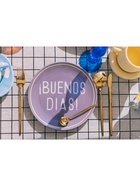 Тарелки SL Home «Уроки испанского: ¡Hasta mañana - Buenos dias», d=22 см, набор 2 шт., фарфор, белые, фиолетовые - Фото 12