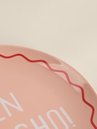 Тарелка для пиццы SL Home «Уроки испанского: Buen provecho», d=30 см, фарфор, розовая - Фото 3