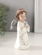 Фигурка полистоун «Ангелочек в платье со звёздами, с голубем 7×5×13 см - фото 33704413