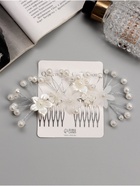 Гребень для волос QF «Эмилия», цветы шарики, 13×7 см, белый - Фото 3