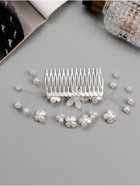 Гребень для волос QF «Эмилия», цветы бусинки, 11×6.5 см, белый - Фото 2