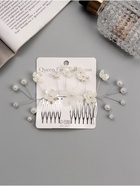 Гребень для волос QF «Эмилия», цветы бусинки, 11×6.5 см, белый - Фото 3