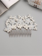 Гребень для волос QF «Эмилия», цветы ассорти шарики, 10×7 см, белый - Фото 1