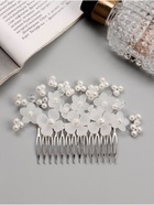 Гребень для волос QF «Эмилия», цветочный, 11×6 см, белый - Фото 1