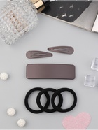 Набор для волос QF «Флоренс», 3 резинки 6 см, автомат 9 см, 2 невидимки 4.5 см, чёрный, коричневый 10691571